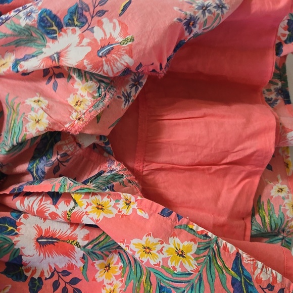 GAP Kids Girls Pink Tropical Floral Tiered Dress Size Small 6/7‎ Luau Cotton - Picture 10 of 13